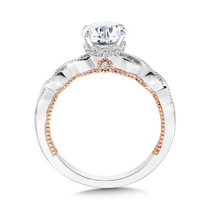 Valina Crisscross Two-Tone & Milgrain-Beaded Diamond Collar Engagement Ring R2283WP-SR
