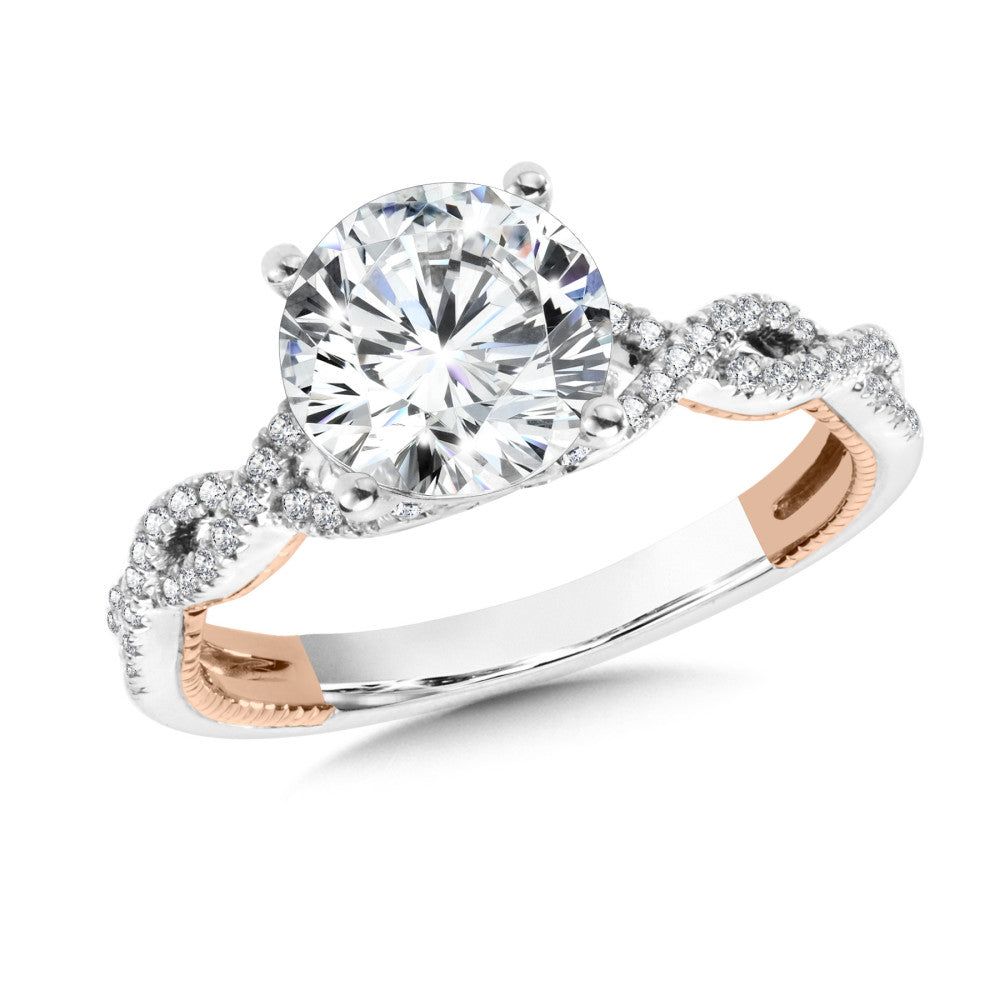 Valina Two-Tone & Milgrain-Beaded, Crisscross Hidden Diamond Engagement Ring R2285WP-SR