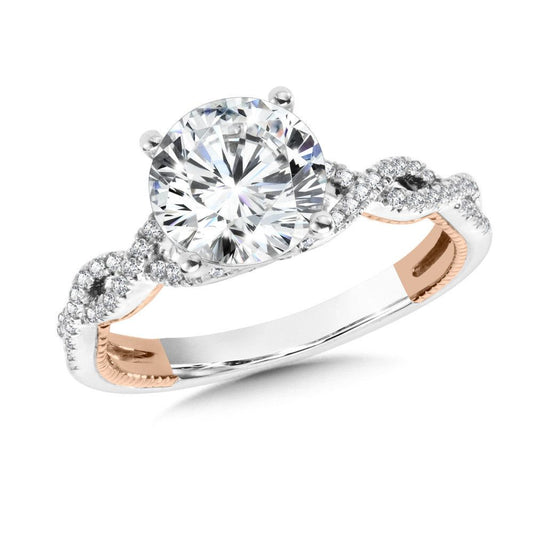 Valina Two-Tone & Milgrain-Beaded, Crisscross Hidden Diamond Engagement Ring R2285WP-SR