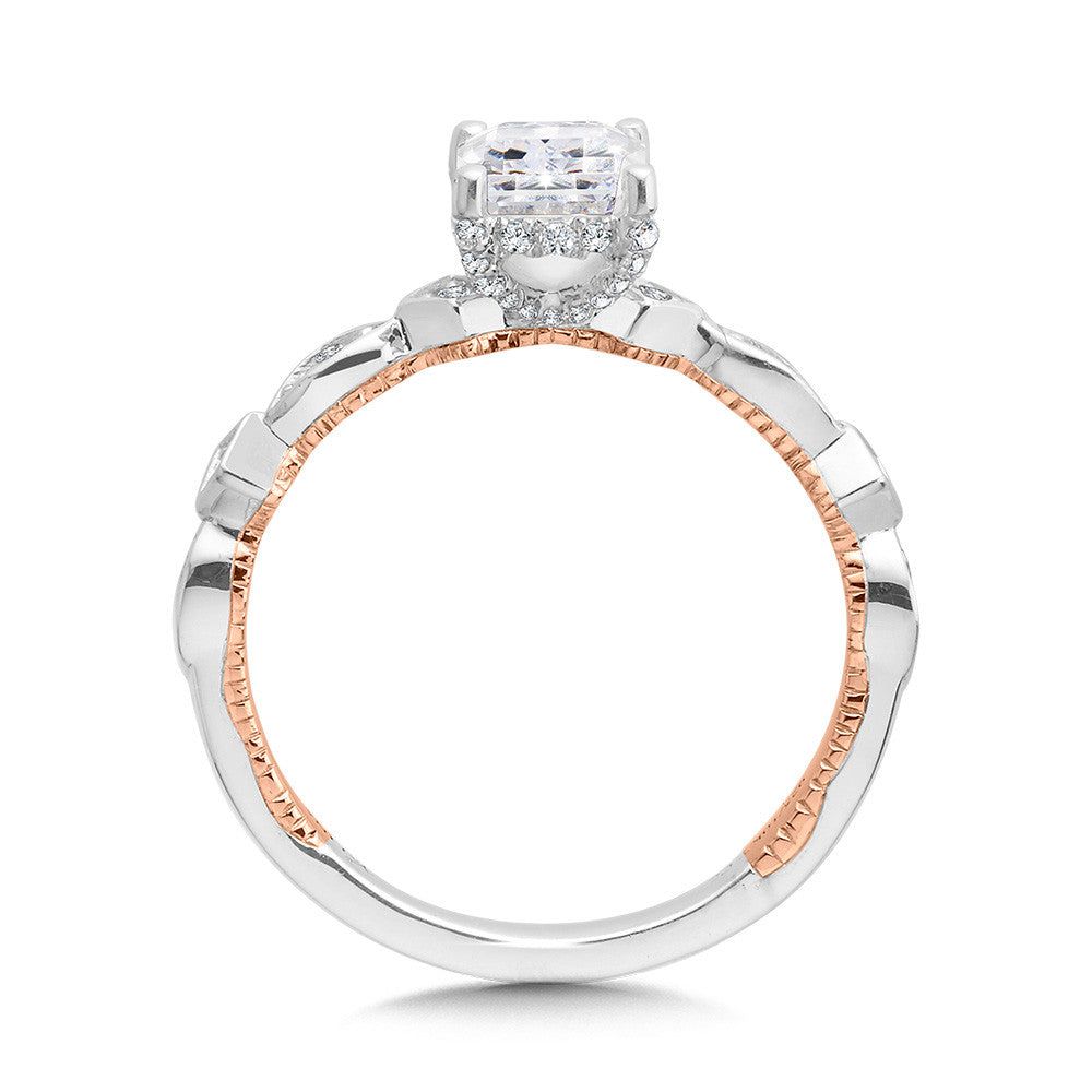 Valina Emerald-Cut Diamond & Hidden Halo Two-Tone Engagement Ring R2288WP-SR