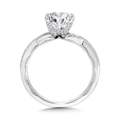 Valina Crisscross & Milgrain-Beaded Hidden Accents Diamond Engagement Ring R2289W-SR