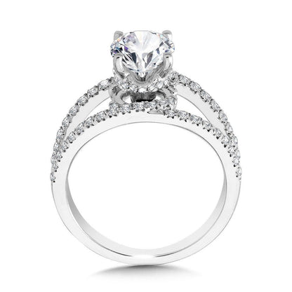 Valina Milgrain-Beaded Split Shank & Hidden Accents Diamond Engagement Ring R2290W-SR