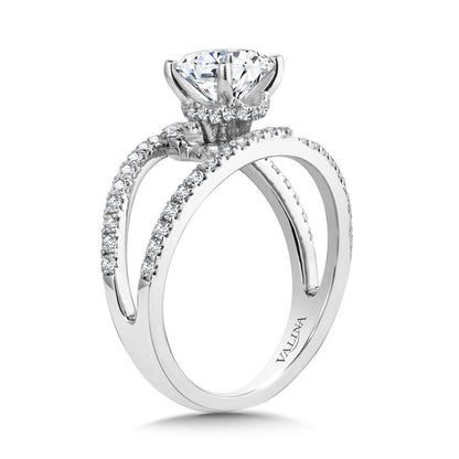 Valina Milgrain-Beaded Split Shank & Hidden Accents Diamond Engagement Ring R2290W-SR