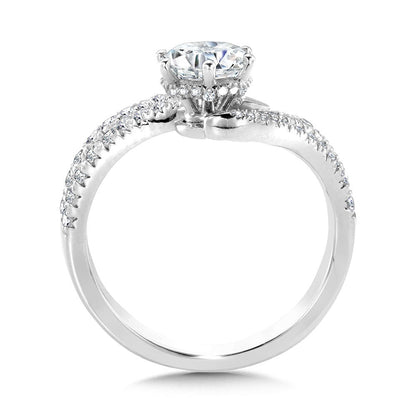 Valina Asymmetrical Six-Prong Bypass & Split Shank Hidden Halo Diamond Engagement Ring R2291W-SR
