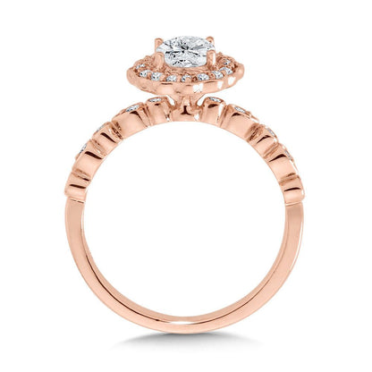 Valina Oval-Cut Bezel-Set Stackable Shank & Fancy Diamond Halo Engagement Ring R2293P-SR