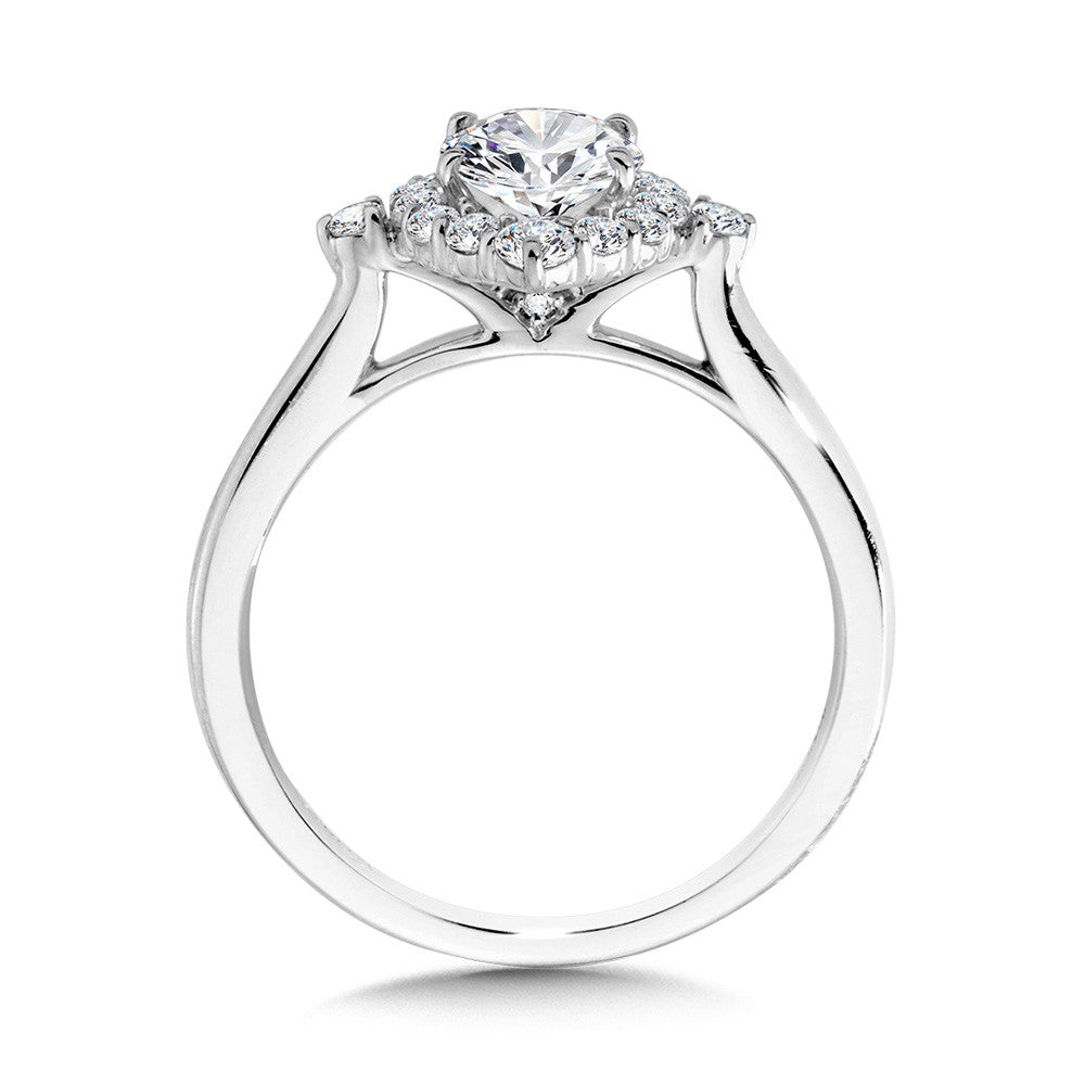 Valina Four-Pointed Oval-Cut Diamond Halo Engagement Ring R2294W-SR