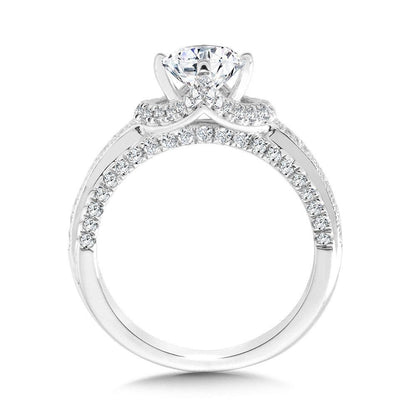 Valina Milgrain-Beaded & Chevron-Shaped Cape Engagement Ring w/ Diamond Arch Undergallery R2296W-SR