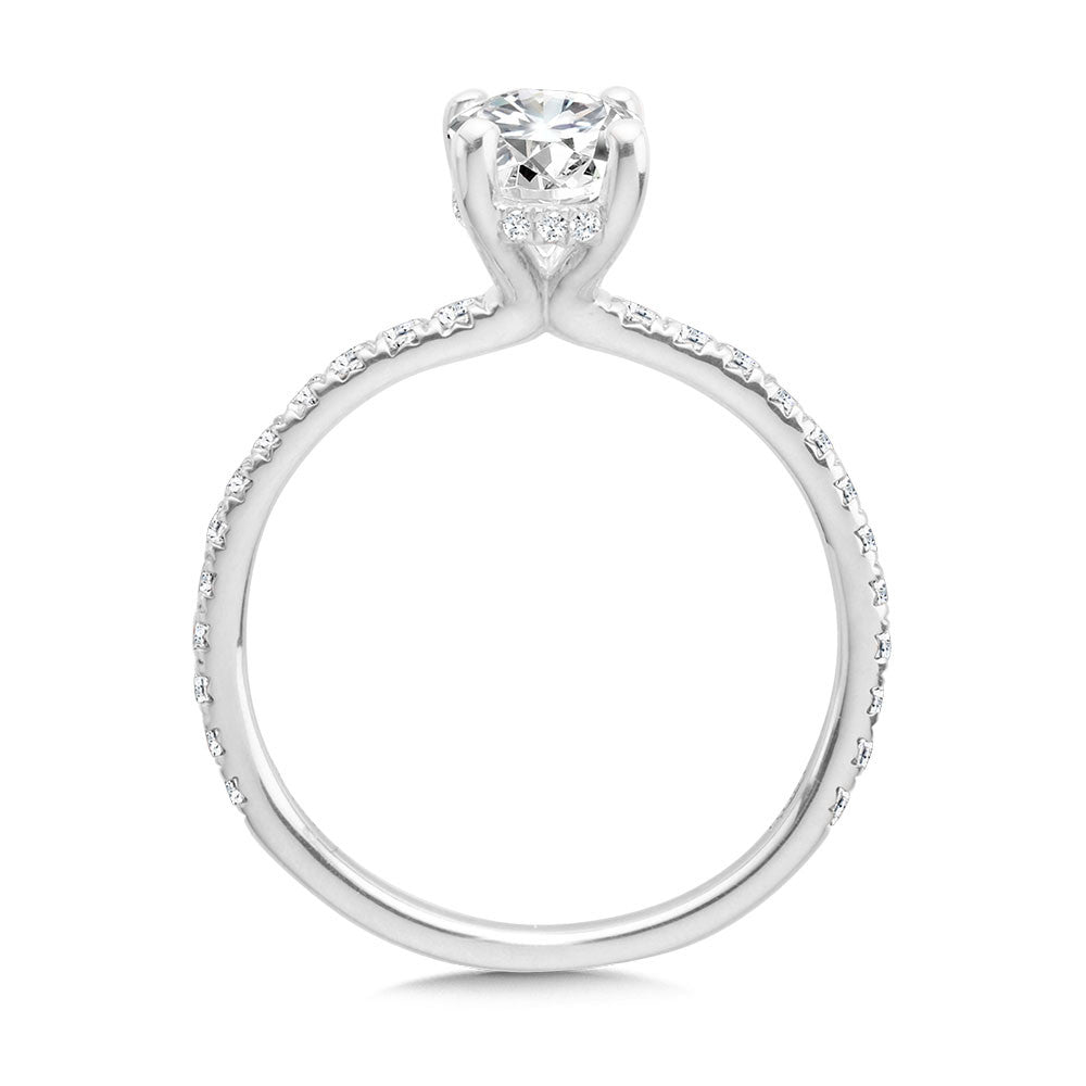 OVAL-CUT STRAIGHT HIDDEN HALO DIAMOND ENGAGEMENT RING R2298W-SR