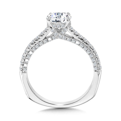 Valina Straight Hidden Halo Engagement Ring w/ Diamond Arch Undergallery R2303W