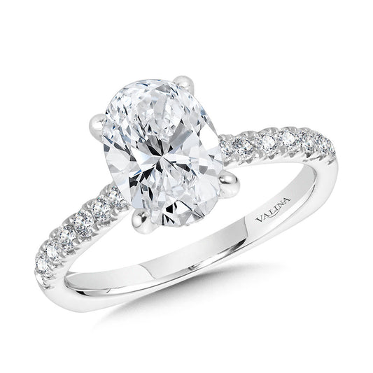 Valina Oval-Cut Straight Hidden Halo Diamond Engagement Ring R2305W