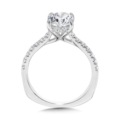 Valina Oval-Cut Straight Hidden Halo Diamond Engagement Ring R2305W