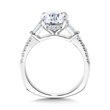 BAGUETTE ACCENTED & HIDDEN HALO DIAMOND ENGAGEMENT RING R2306W