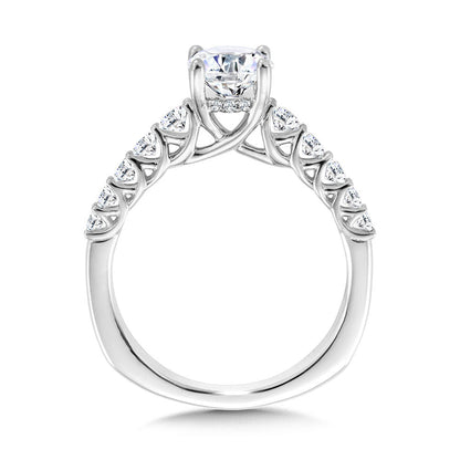 Valina Oval-Cut Graduating Trellis-Set & Hidden Halo Diamond Engagement Ring R2310W