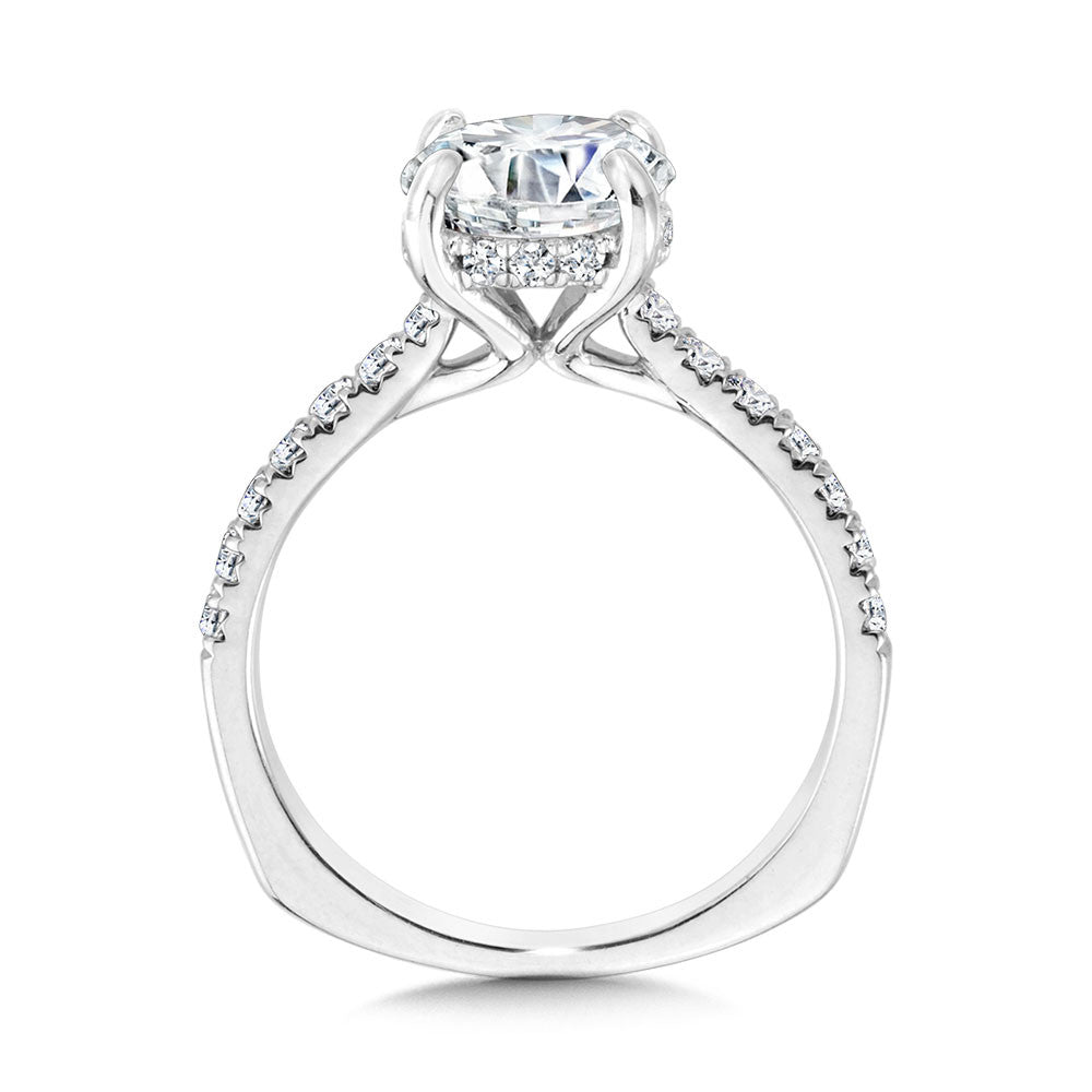 STRAIGHT HIDDEN HALO DIAMOND ENGAGEMENT RING R2311W