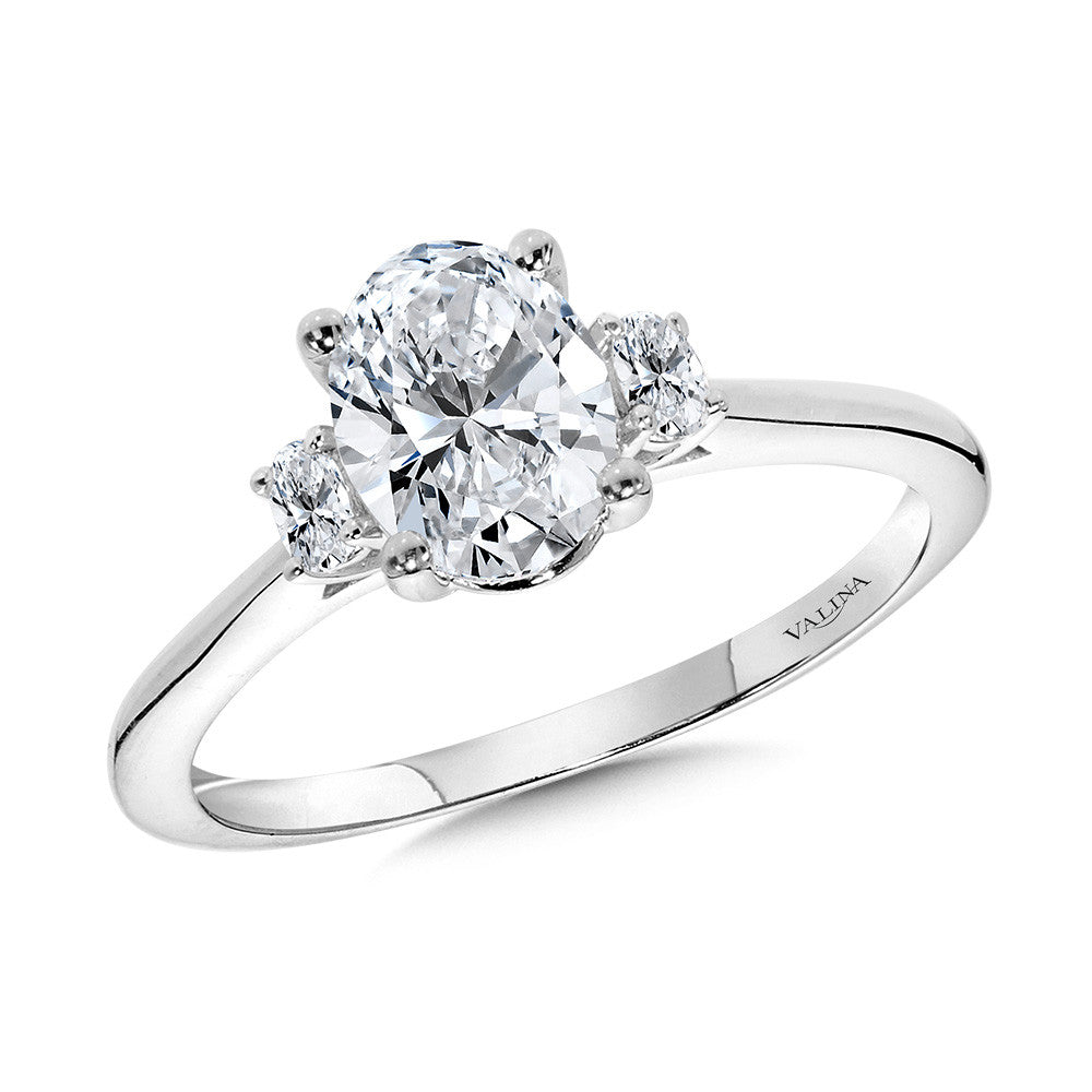 Valina Three-Stone Oval-Cut Diamond Solitaire Engagement Ring R2338W-SR