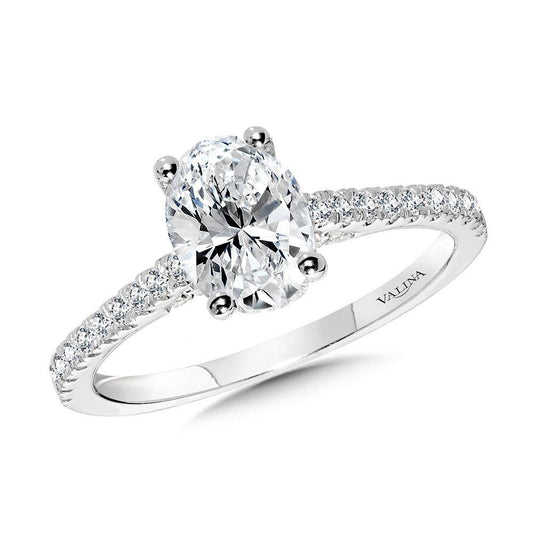 Valina Straight Oval-Cut Diamond Engagement Ring w/ Hidden Halo R2342W-SR