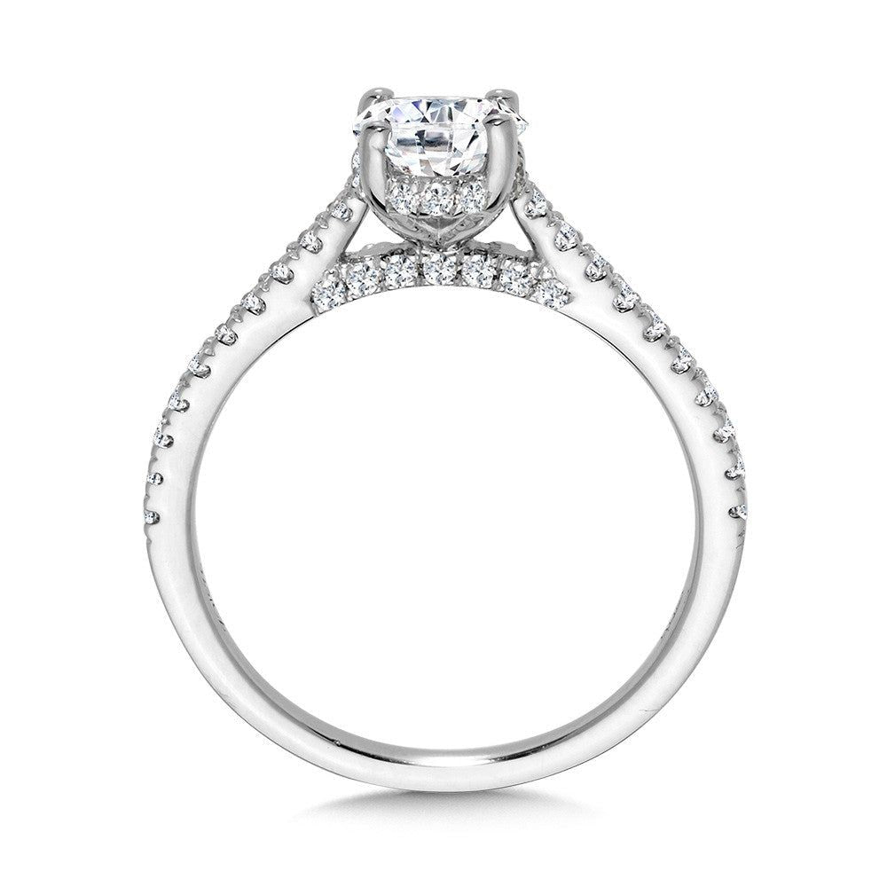 Valina Straight Oval-Cut Diamond Engagement Ring w/ Hidden Halo R2342W-SR