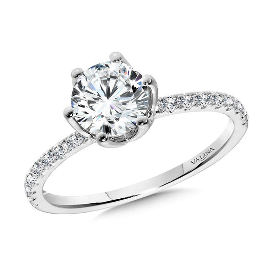 Valina Straight 6-Prong Lotus Diamond Engagement Ring R2343W-SR