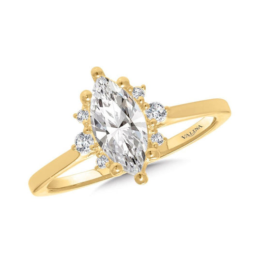 Valina Marquise-cut Sunburst Diamond Halo Engagement Ring R2353Y-SR