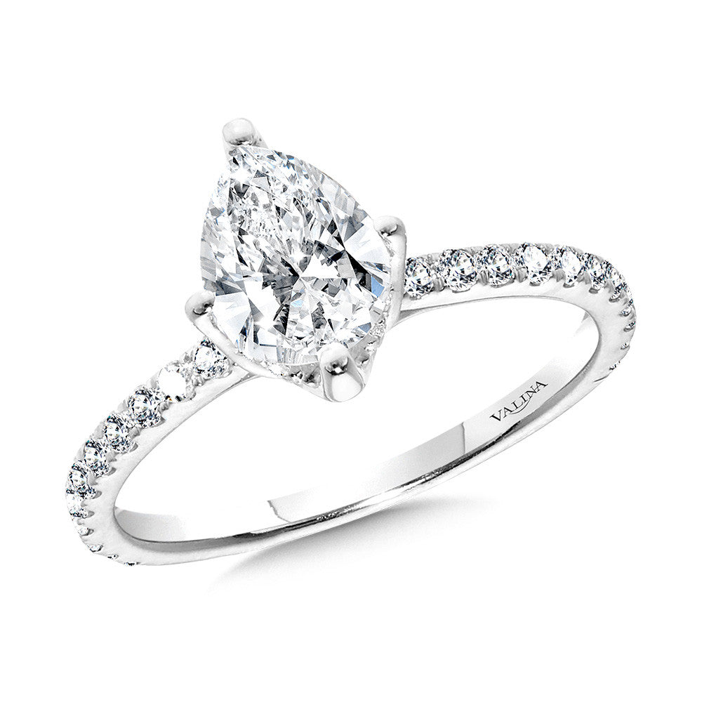 Valina Straight Pear-Cut Hidden Halo Diamond Engagement Ring R2367W-SR