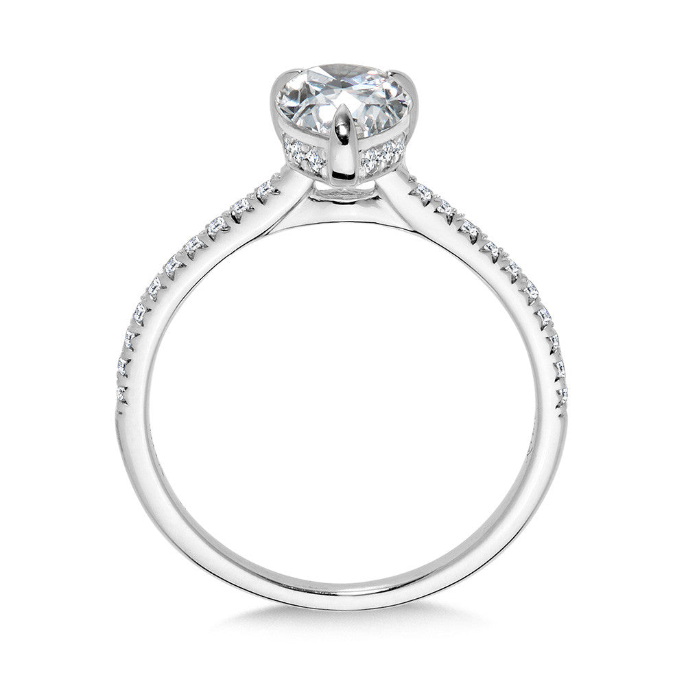 STRAIGHT PEAR-CUT DIAMOND & HIDDEN HALO ENGAGEMENT RING R2369W-SR