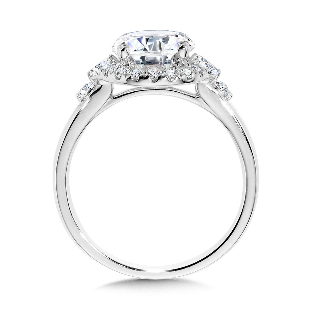 Valina Marquise-Accented Diamond Halo Engagement Ring R2373W-SR