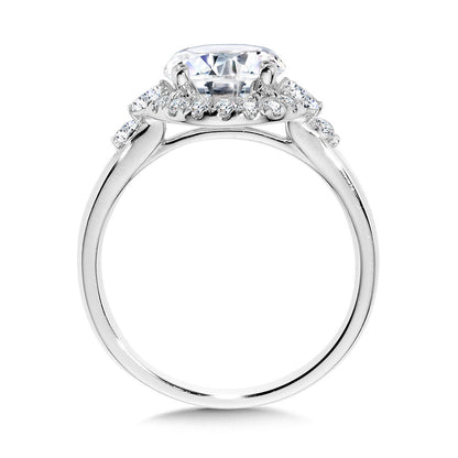 Valina Marquise-Accented Diamond Halo Engagement Ring R2373W-SR