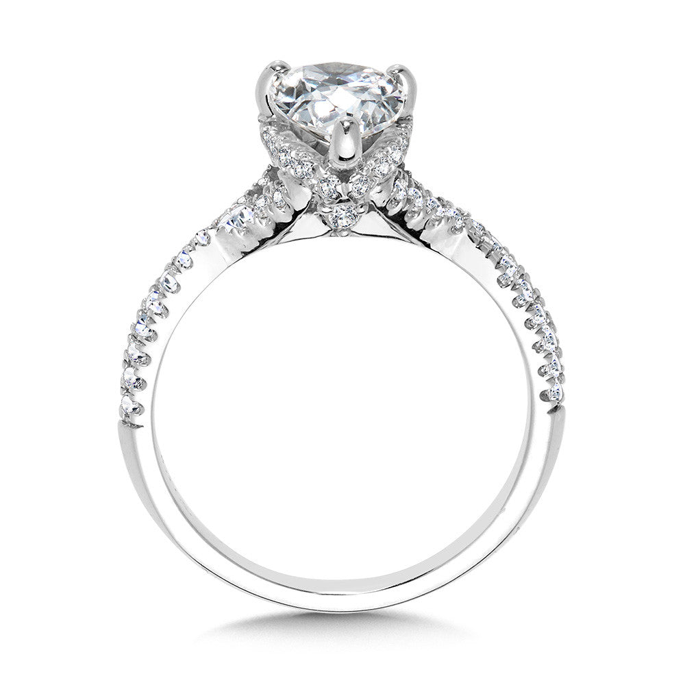 Valina Pear-Cut Criss-Cross Diamond Engagement Ring w/ Chevron Collar R2375W-SR