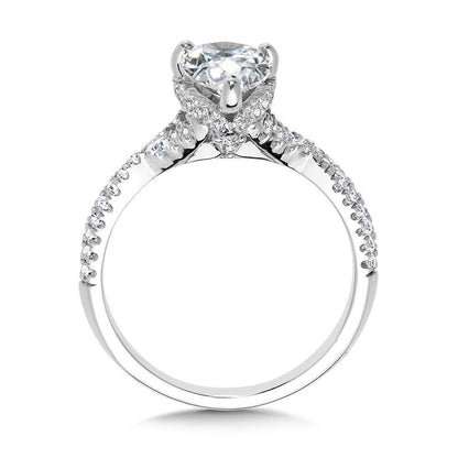 Valina Pear-Cut Criss-Cross Diamond Engagement Ring w/ Chevron Collar R2375W-SR