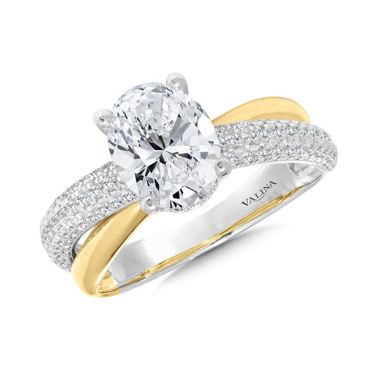 Valina Two-Tone Bypass & Split Shank Oval-Cut Diamond Engagement Ring R2381WY-SR