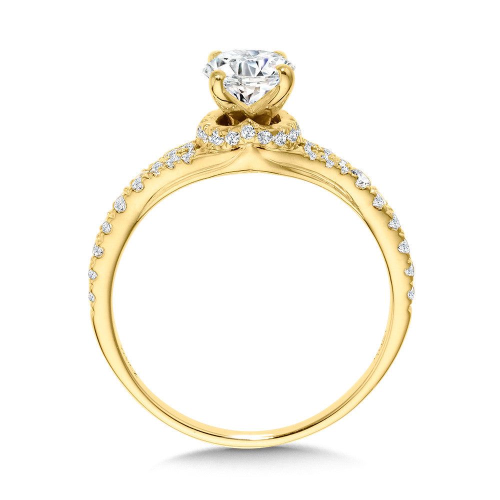 Valina Oval-Cut Split Shank Diamond Engagement Ring w/ Chevron Cape R2383Y-SR