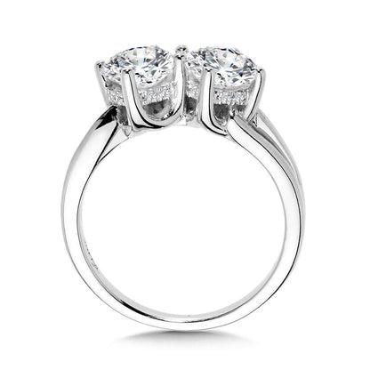 Valina Round Double Center Stone & Hidden Halo Solitaire Engagement Ring R2384W-SR