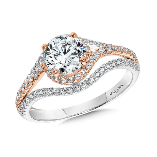 Two-Tone Spiral & Split Shank Diamond Engagement Ring R2388WP-SR