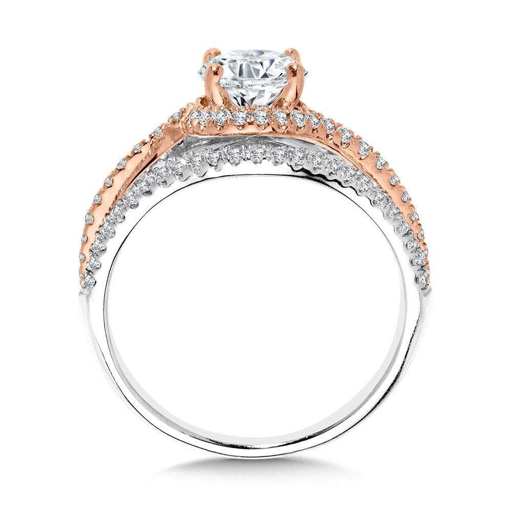 Two-Tone Spiral & Split Shank Diamond Engagement Ring R2388WP-SR