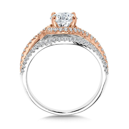 Two-Tone Spiral & Split Shank Diamond Engagement Ring R2388WP-SR