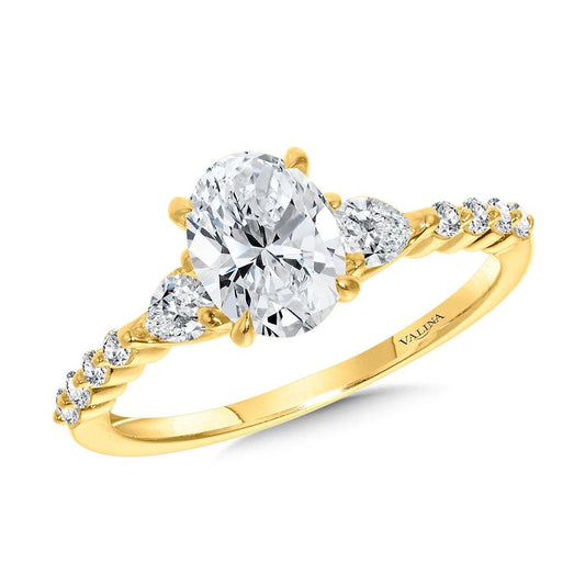 Valina Oval-Cut & Pear-Accented Scalloped Diamond Engagement Ring R2391Y-SR