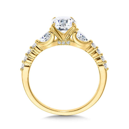 Valina Oval-Cut & Pear-Accented Scalloped Diamond Engagement Ring R2391Y-SR