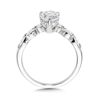 Valina Pear-Cut & Marquise Diamond Accented Hidden Halo Chevron Engagement Ring R2393W-SR