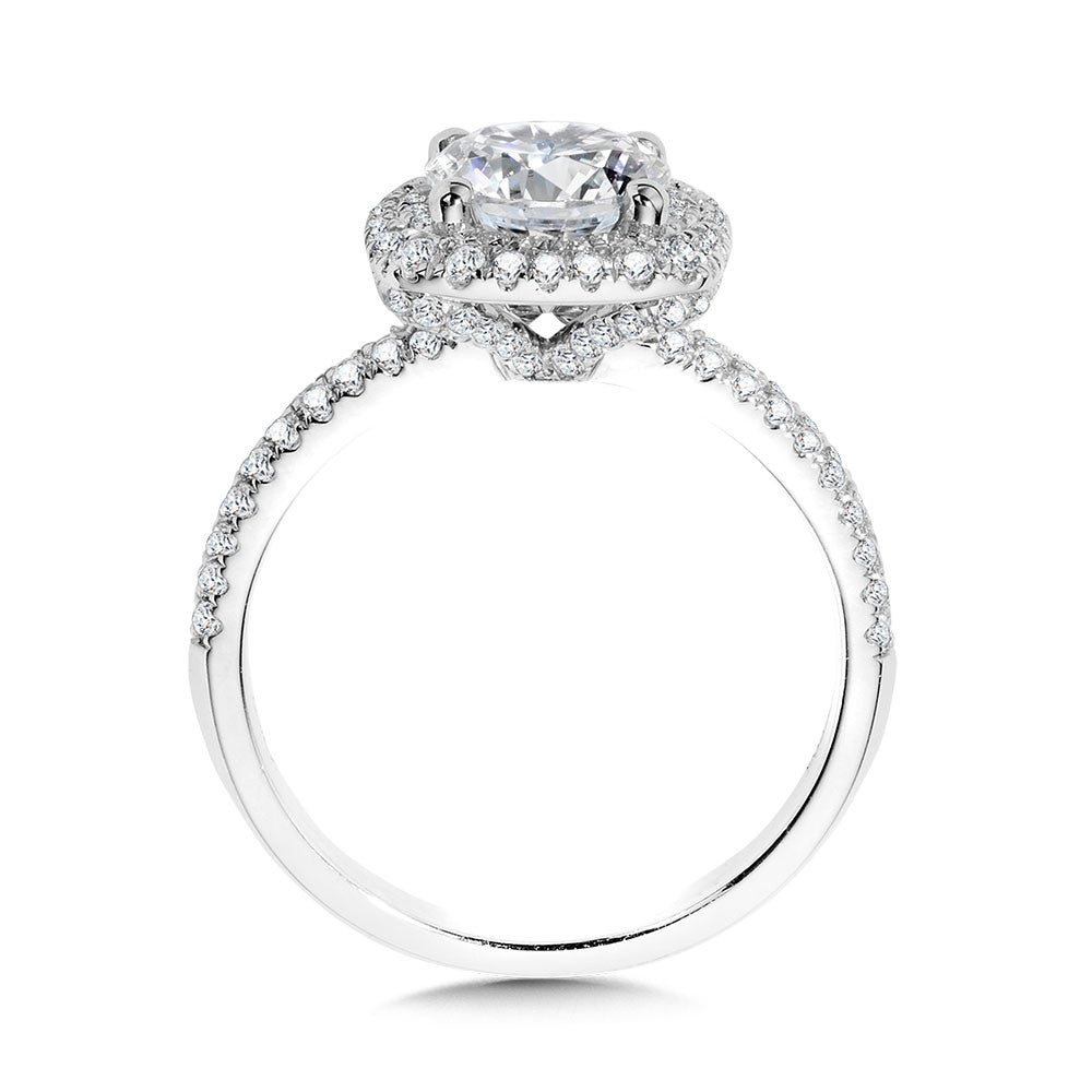 Valina Cushion-Shaped Double Halo & Hidden Accents Diamond Engagement Ring R2396W-SR