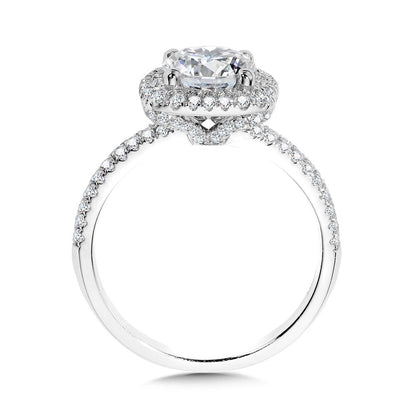 Valina Cushion-Shaped Double Halo & Hidden Accents Diamond Engagement Ring R2396W-SR