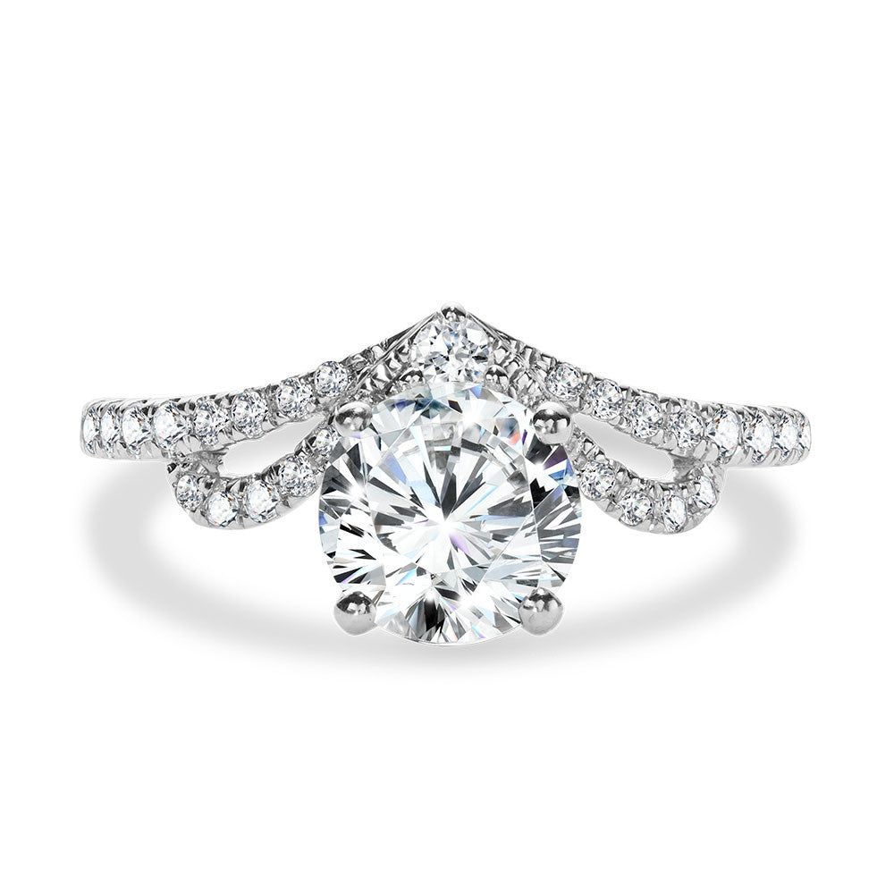 Valina Arching Split Shank Chevron-Shaped Diamond Engagement Ring R2399W-SR