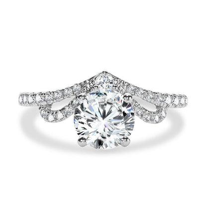 Valina Arching Split Shank Chevron-Shaped Diamond Engagement Ring R2399W-SR