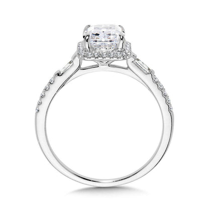 Valina Cushion-Cut & Baguette-Accented Diamond Halo Engagement Ring R2403W-SR