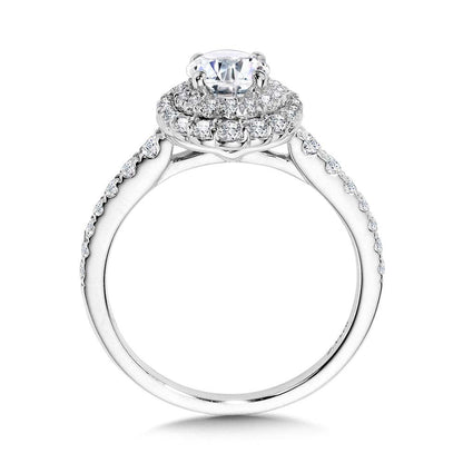 Valina Graduating Double Halo & Tapered Shank Diamond Engagement Ring R2405W-SR