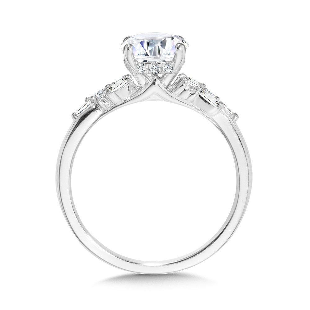 Valina Abstract Baguette Diamond & Hidden Halo Engagement Ring R2406W-SR