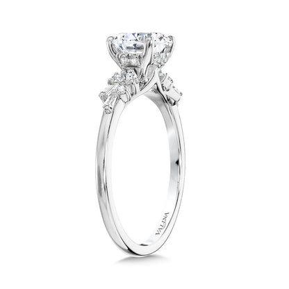 Valina Abstract Baguette Diamond & Hidden Halo Engagement Ring R2406W-SR