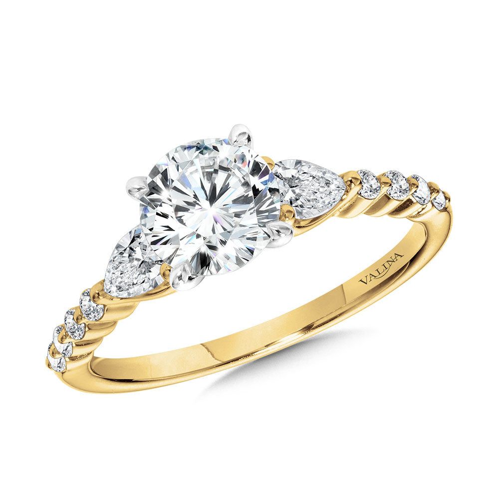 Valina Pear-Accented Three-Stone Shared Prong Diamond Engagement Ring R2413Y-SR