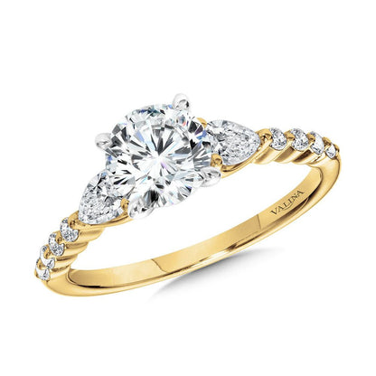 Valina Pear-Accented Three-Stone Shared Prong Diamond Engagement Ring R2413Y-SR