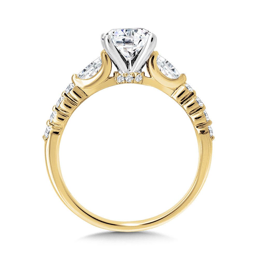 Valina Pear-Accented Three-Stone Shared Prong Diamond Engagement Ring R2413Y-SR