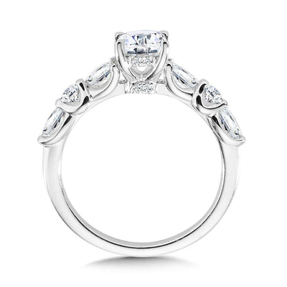 Valina Oval-Cut Hidden Halo Stackable Diamond Engagement Ring w/ Trellis Shank Setting R2415W-SR